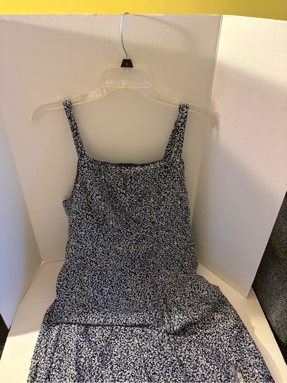 Old Navy Navy & White Speckled Midi Sundress